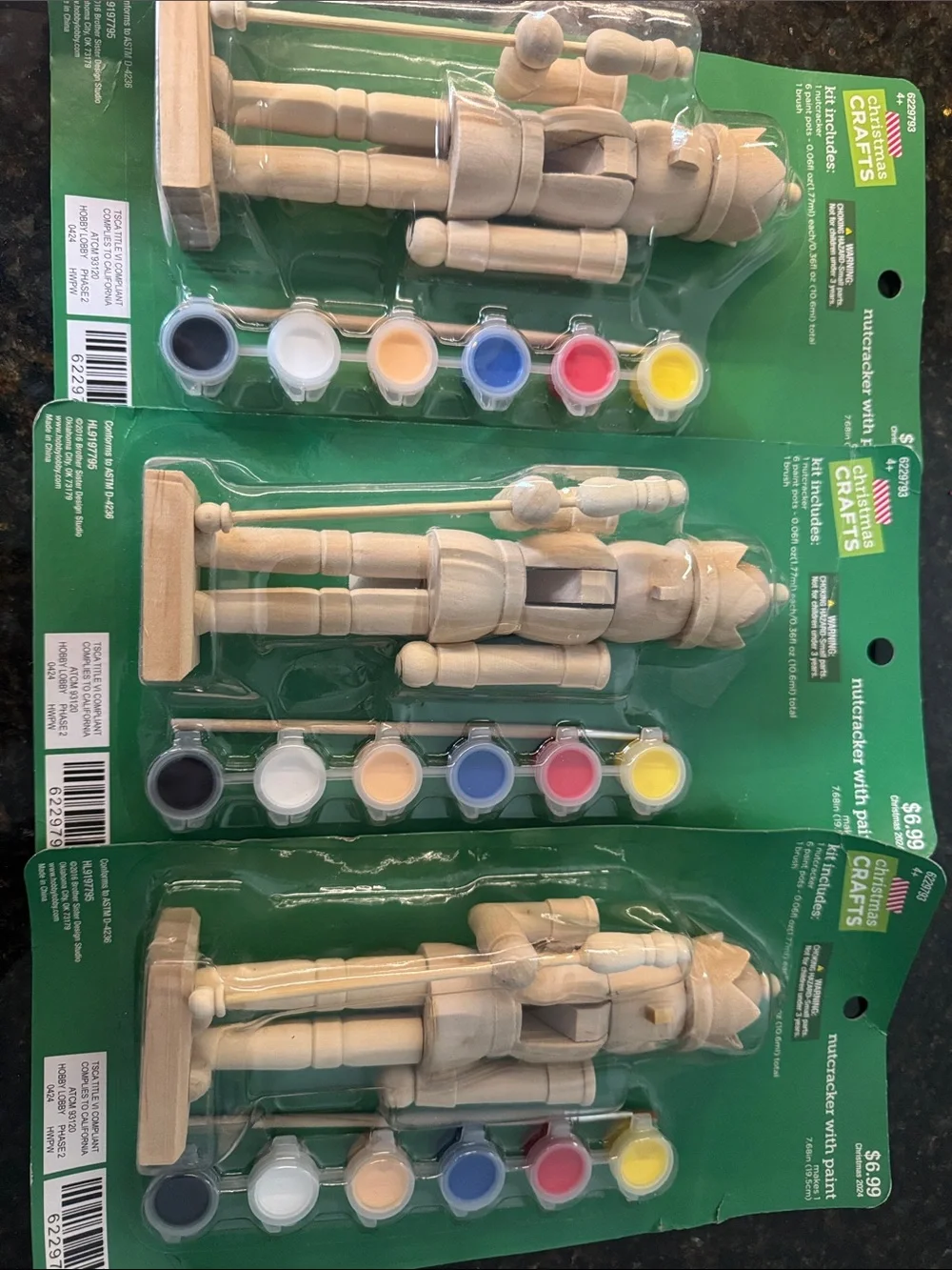 Wooden Nutcracker Painting Kit with Paint Set - Set of 3